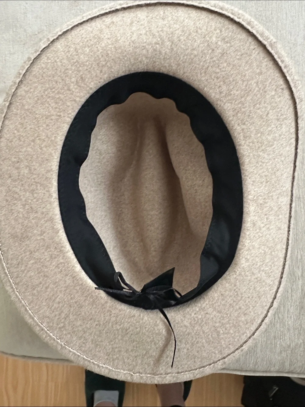 Women’s Tan wool blend Hat with Black Band